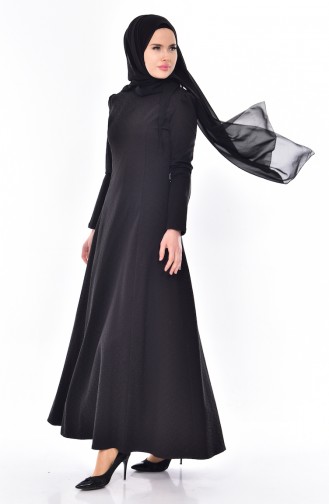 Black Hijab Dress 7175A-01
