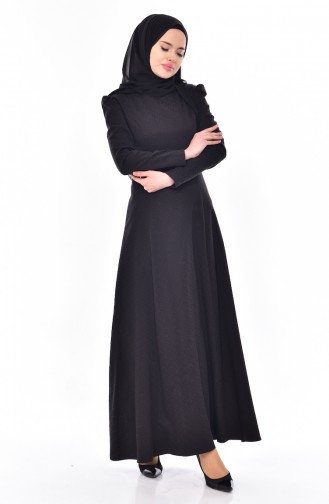 Black Hijab Dress 7175A-01