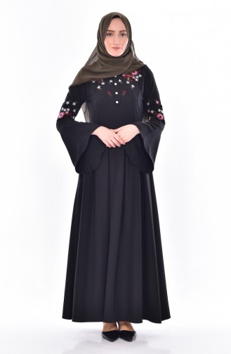 Embroidered Spanish Sleeve Dress 81526-01 Black 81526-01