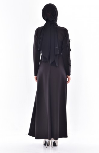 Hijab Kleid mit Gürtel 1085-02 Schwarz 1085-02
