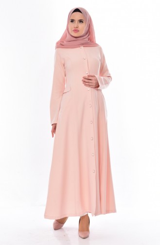 Hijab Mantel mit Knöpfen 6112-05 Lachs 6112-05