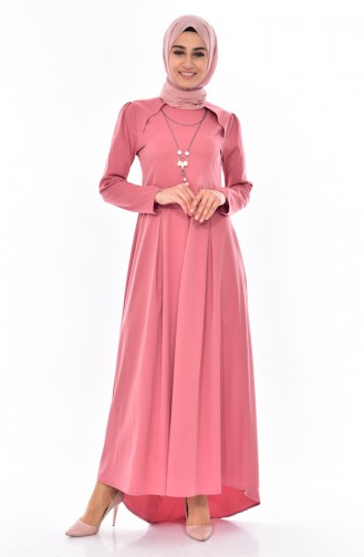 بينجيسو فستان بتصميم يصل الى أرض 4098-12 لون وردي باهت 4098-12