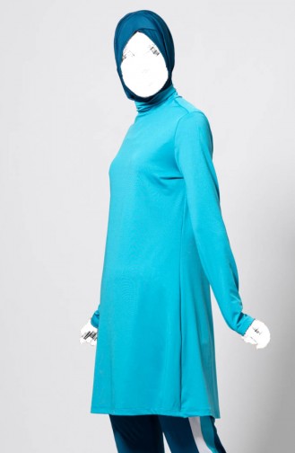 Hijab Badeanzug mit Patchwork 1857-03 Türkis 1857-03