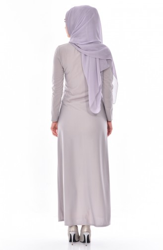 Light Gray Hijab Dress 4454-06