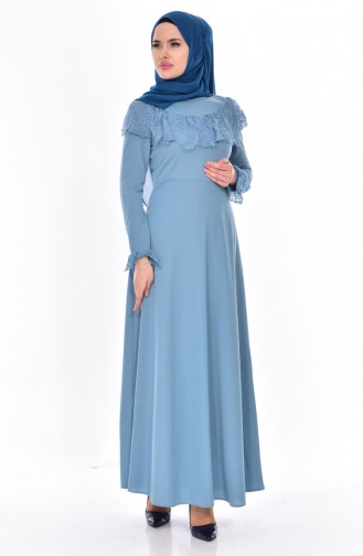 Robe à Dentelle 0524-05 Bleu Bébé 0524-05