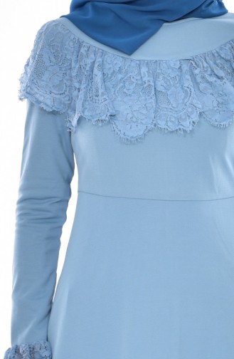 Robe à Dentelle 0524-05 Bleu Bébé 0524-05