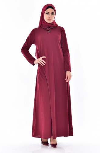 بوجليم فستان مُزين بقلادة 3027-02 لون خمري 3027-02