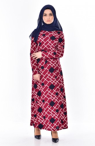 Claret Red Hijab Dress 4804-01