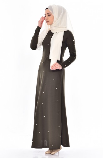 Khaki Hijab Dress 7634-08