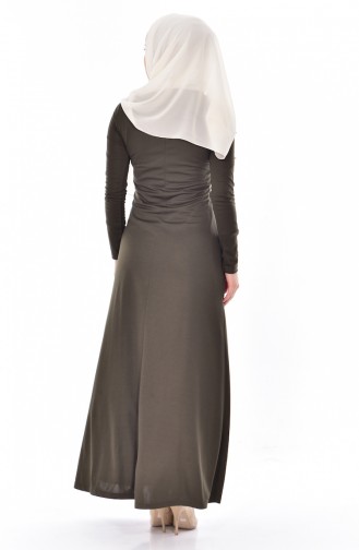 Khaki Hijab Dress 7634-08