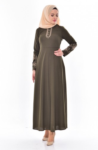 Khaki Hijab Dress 0528-07