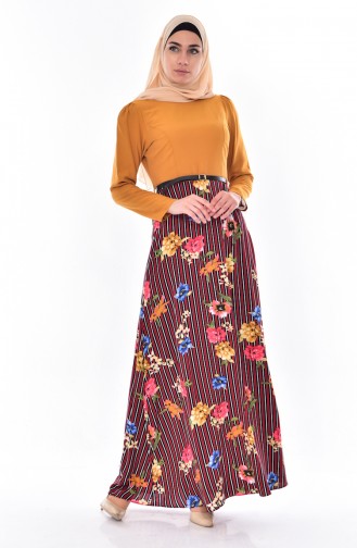 Mustard Hijab Dress 2267-03