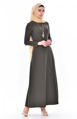 Dark Khaki Hijab Dress 0170-07