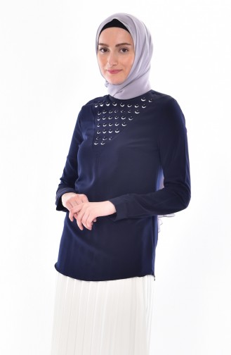 Blouse Perlées 1160-06 Bleu Marine  1160-06