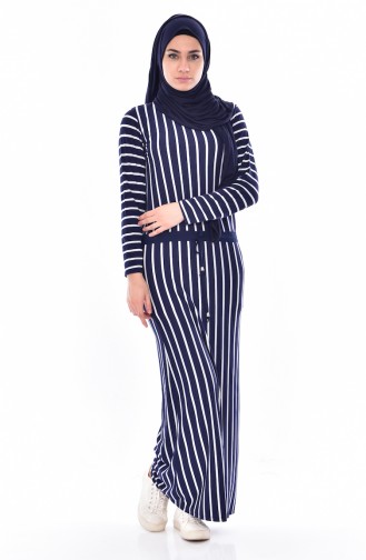 Navy Blue Hijab Dress 0241-02