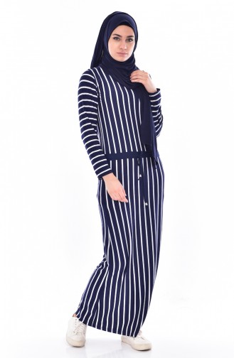 Navy Blue Hijab Dress 0241-02