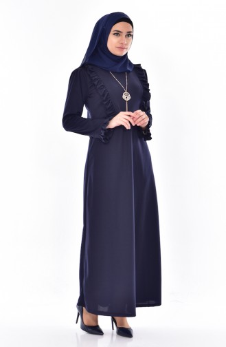 Frilly Dress 9006-02 Navy Blue 9006-02