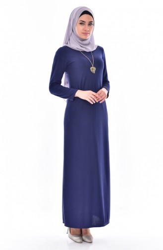 Navy Blue Hijab Dress 4453-11