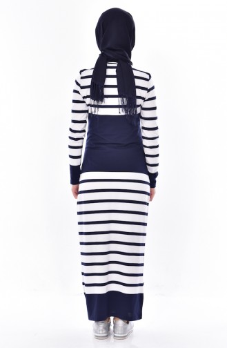 Navy Blue Hijab Dress 0164-02