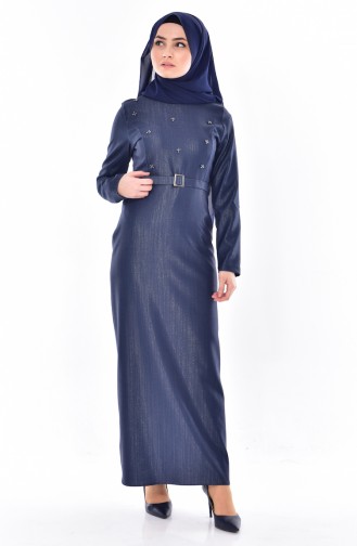 Pearls Arched Dress 0209-03 Navy 0209-03