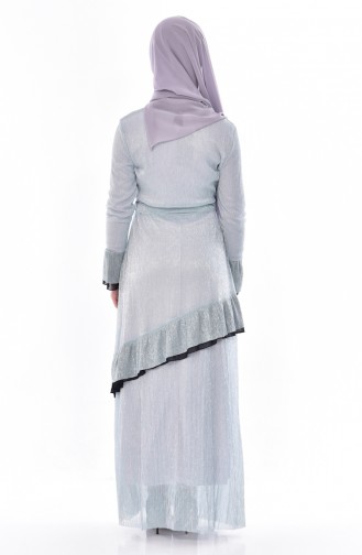 Silvery Belted Dress 0202-02 Blue 0202-02