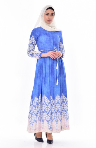 Drawstring Belt Dress 0207-01 Blue 0207-01