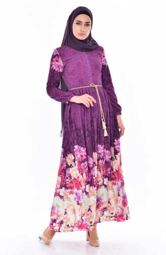 Drawstring Belt Dress 0207-01 Purple 0206-02
