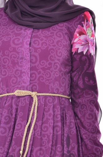Drawstring Belt Dress 0207-01 Purple 0206-02