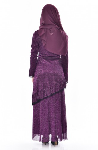 Glitzer Kleid mit Gürtel 0202-04 Zwetschge 0202-04
