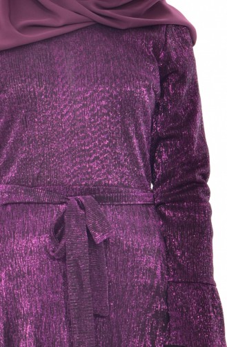 Glitzer Kleid mit Gürtel 0202-04 Zwetschge 0202-04
