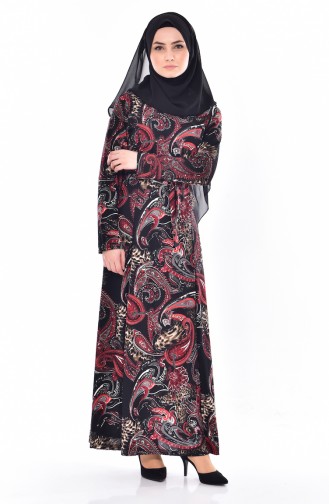 Schwarz Hijab Kleider 4804C-01