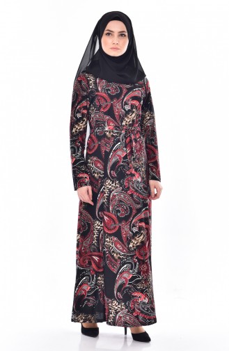 Schwarz Hijab Kleider 4804C-01