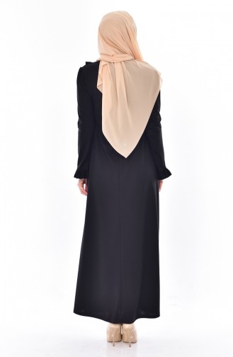 Fırfırlı Elbise 9006-01 Siyah