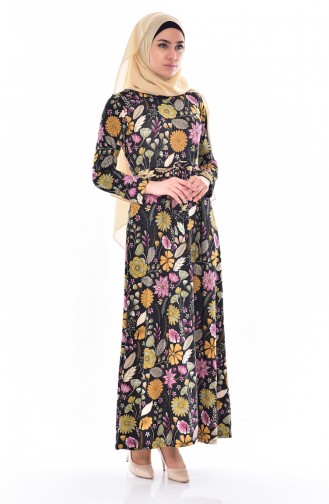 Mustard Hijab Dress 5158-03