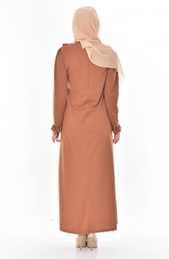 Fırfırlı Elbise 9006-06 Taba