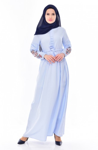 Baby Blue Hijab Dress 8113-11
