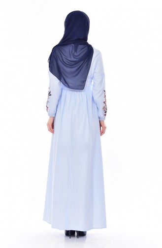 Baby Blue Hijab Dress 8113-11