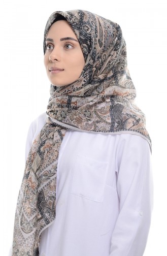 Karaca Desenli Cotton Eşarp 90469-09 Bej