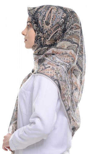 Karaca Desenli Cotton Eşarp 90469-09 Bej