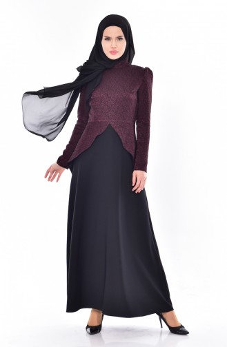 Weinrot Hijab Kleider 7178-02