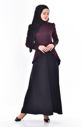 Claret Red Hijab Dress 7178-02