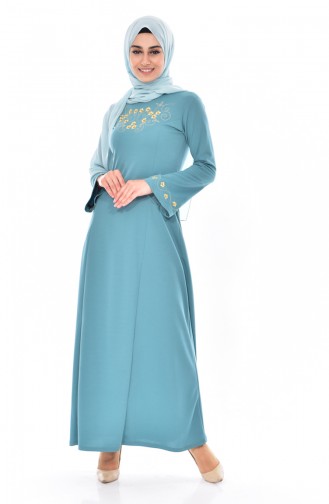 Green Almond Hijab Dress 5116-05