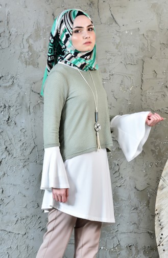 Bluse und Tunika mit Halskette 2er Set 1811899-903 Khaki Naturfarbe 1811899-903