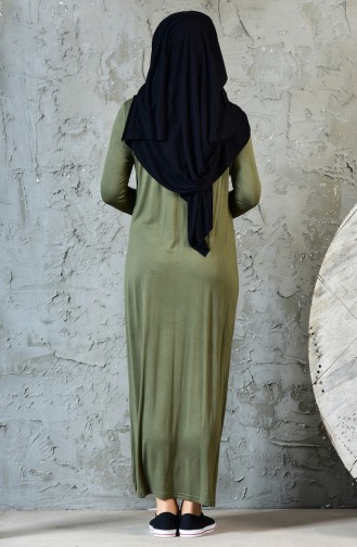 Basic Kleid mit Nullkragen 1802-03 Khaki 1802-03