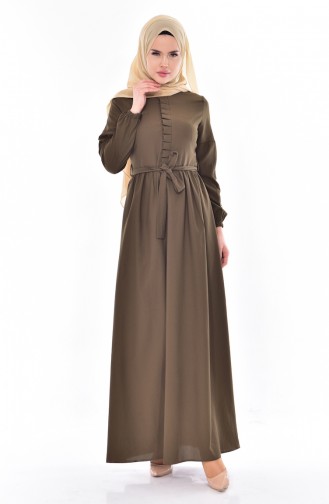 Khaki Hijab Dress 8113-01