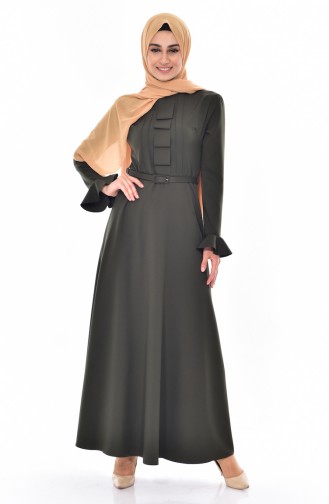 Kleid mit Gürtel 1084-03 Khaki 1084-03