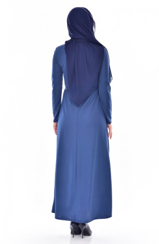 Kleid mit Gürtel 3701-11 Dunkel İndigo 3701-11