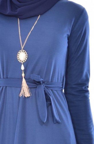 Kleid mit Gürtel 3701-11 Dunkel İndigo 3701-11