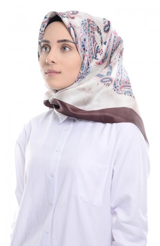 Karaca Patterned Taffeta Shawl 90472-06 Brown 06