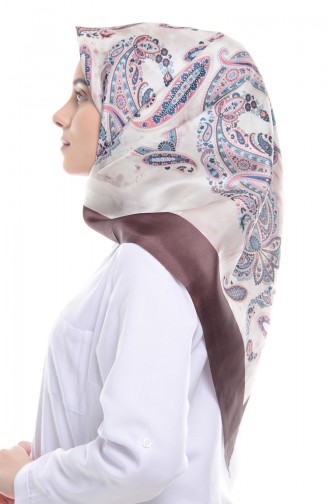 Karaca Patterned Taffeta Shawl 90472-06 Brown 06